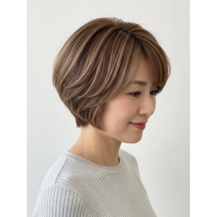 白髪ぼかしナチュラルショート【寝屋川市駅】